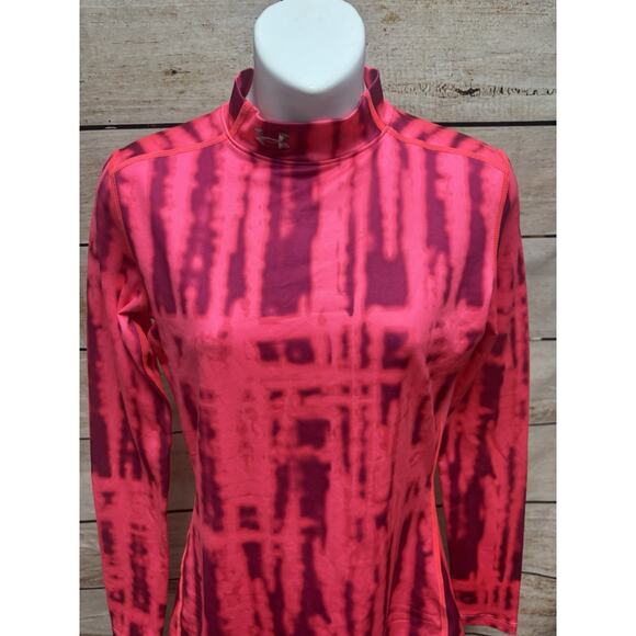 Under Armour Womens Shirt Size Small Cold Gear Mock Long Sleeve Pink Base Layer - Picture 9 of 12